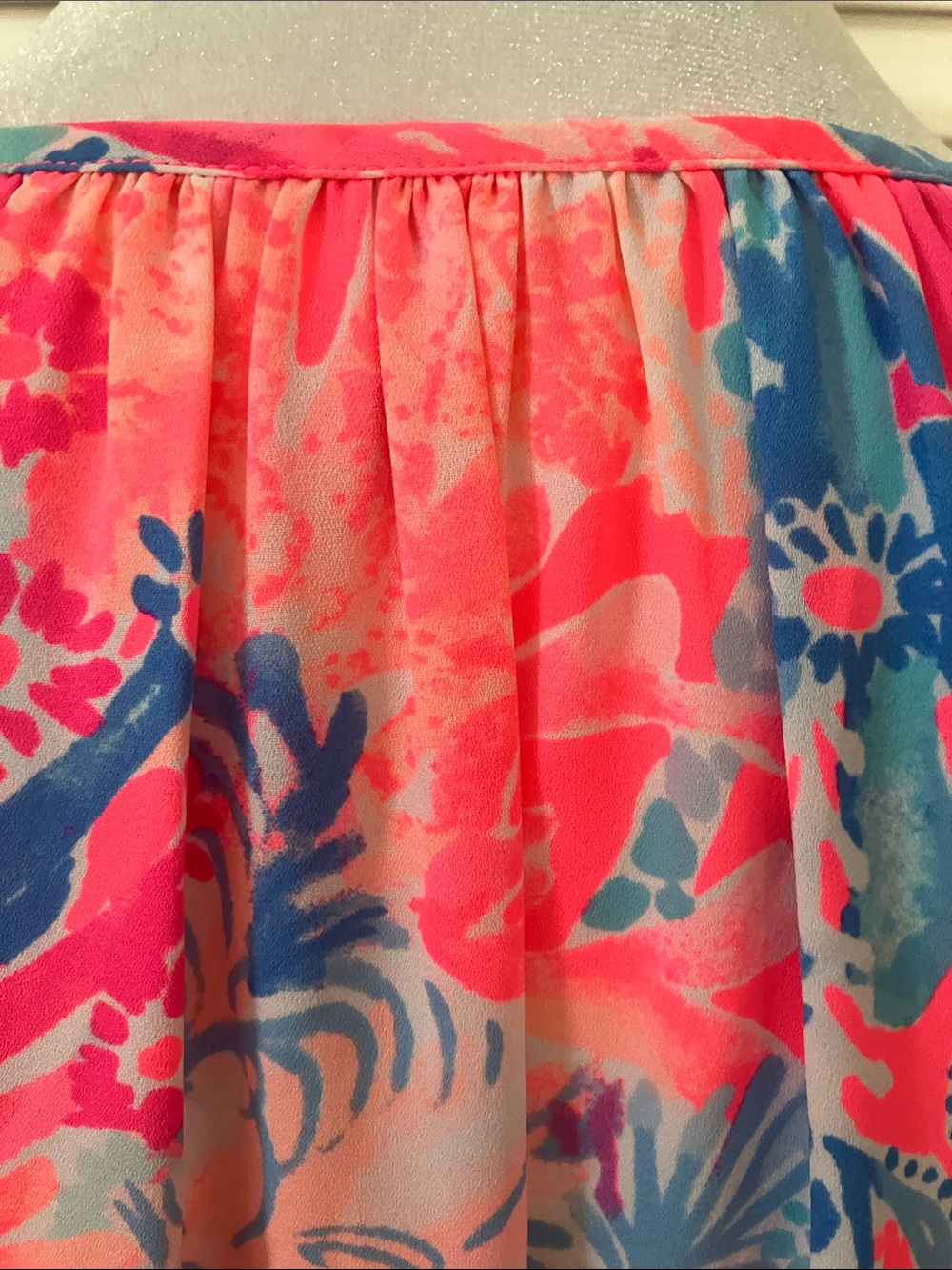 Lilly Pultzer Pascha Pink Aquadesica Elora Ruffle Shoulder Blouse - Picture 11 of 14